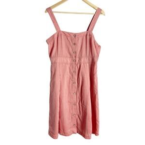 Gramicci Coral Pink Cotton Button Front Sleeveless Mini Dress Size Large